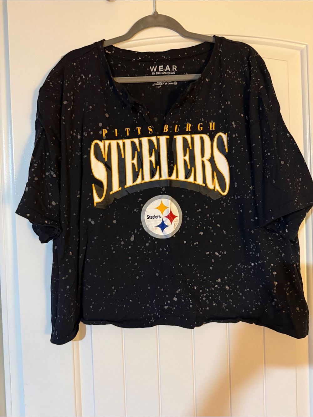 Pittsburgh Steelers Black Graphic Womens Crop Tee